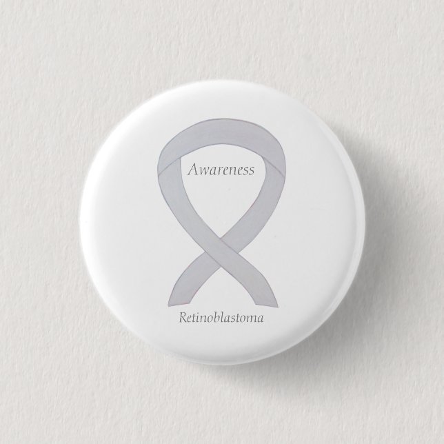 Retinoblastoma White Awareness Ribbon Custom Pin (Front)