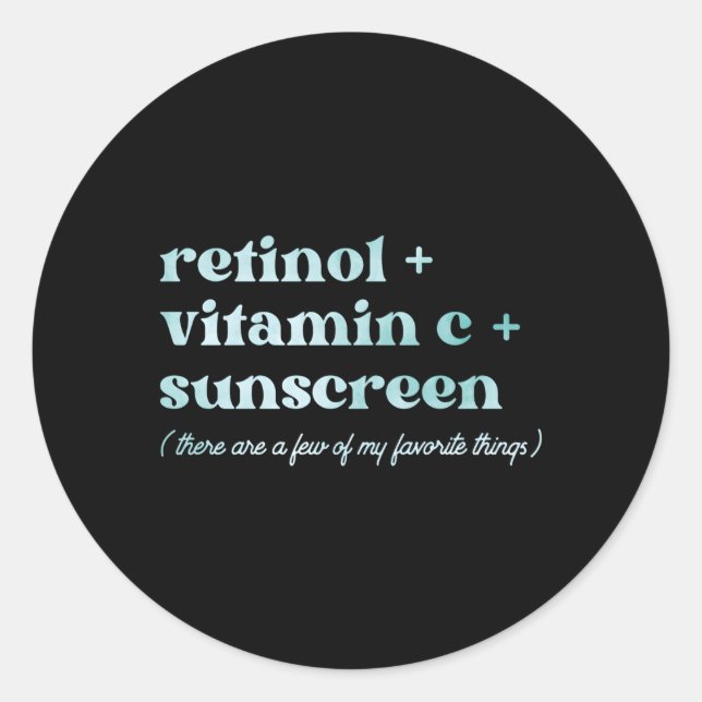 Retinol Vitamin C And Sunscreen Aesthetic Esthetic Classic Round Sticker (Front)