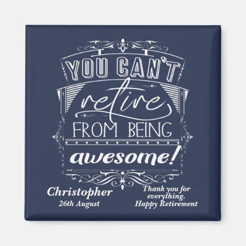 Retire Awesome Modern Blue Retirement Quote