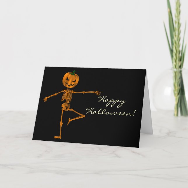 Retire Ballet Position Halloween Skeleton Card (Front)