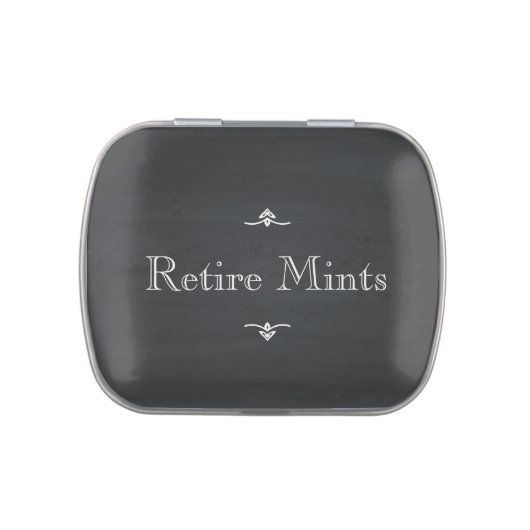 "Retire Mints" Chalkboard Black Vintage Candy Tin (Top)