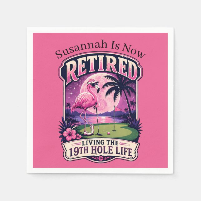 Retired 19th Hole Golf Retirement Party Napkins (Front)
