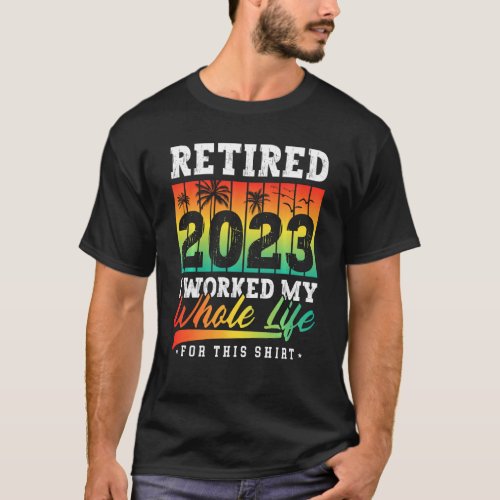 Retired 2023 Sunset Vintage Retirement Gifts Men H T_Shirt