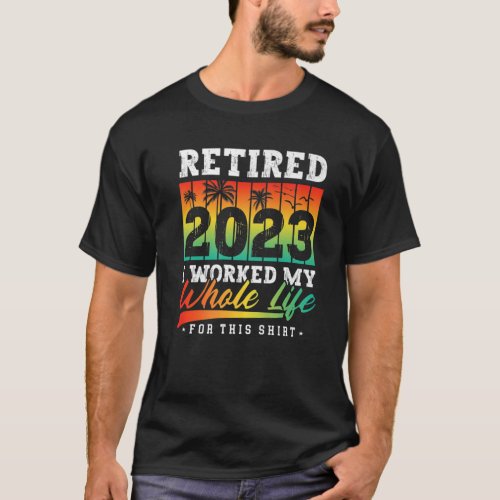 Retired 2023 Sunset Vintage Retirement Gifts Men H T_Shirt