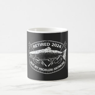 Retired 2024 Not My Problem Anymore Funny Fishing  Coffee Mug