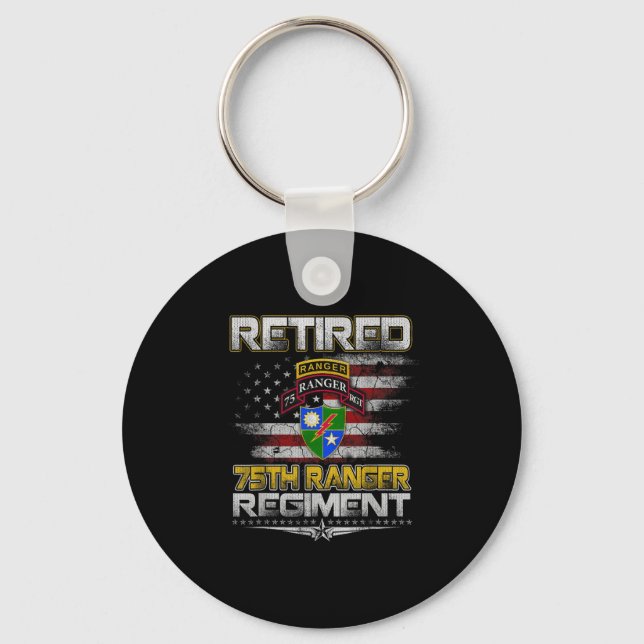 Retired 75th Ranger Regiment Veteran Patriotic Dad Keychain (Front)