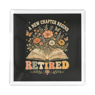 Retired A New Chapter Begins Retro Floral Book Acrylic Tray