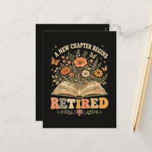 Retired A New Chapter Begins Retro Floral Book Holiday Postcard