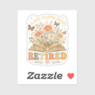Retired A New Chapter Begins Retro Floral Book Sticker