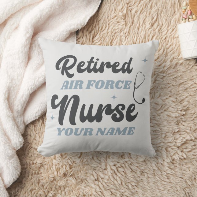 Retired Air Force Nurse Retirement Throw Pillow (Blanket)