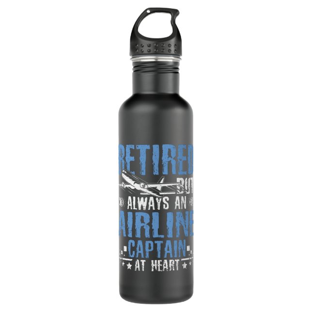 Retired airline captain stainless steel water bottle (Front)