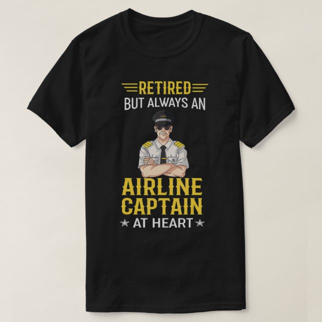 Retired Airline Captain Tshirt Aviation  Airplane  (Design Front)