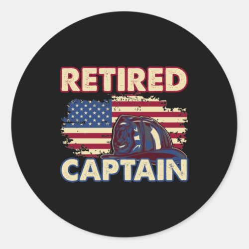 Retired American Firefighter Captain Retirement Classic Round Sticker