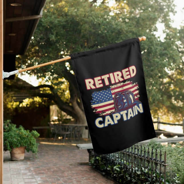 Retired American Firefighter Captain Retirement House Flag (In SItu)
