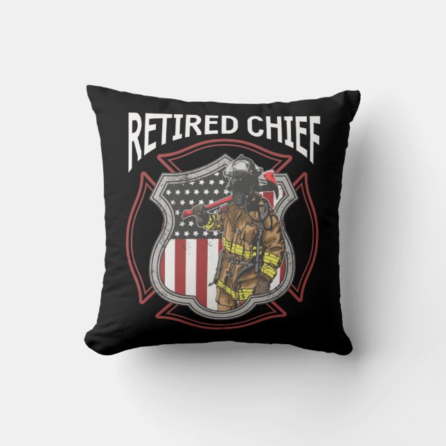 Retired American Firefighter Fireman Retirement Throw Pillow (Front)