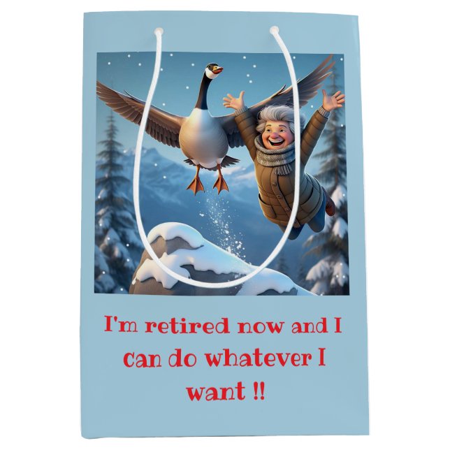 " RETIRED AND HAPPY " MEDIUM GIFT BAG (Front)