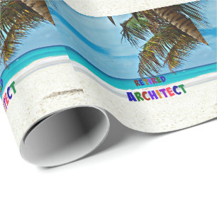 Retired Architect, beach fun Wrapping Paper