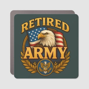 Retired ARMY Design with flag & eagle Car Magnet
