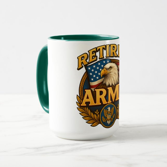 Retired ARMY Design with flag & eagle Mug (Front Left)