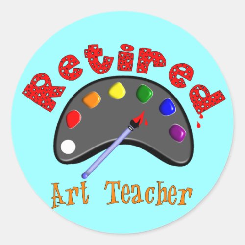 Retired Art Teacher 3D Embossed Style Pallet Classic Round Sticker