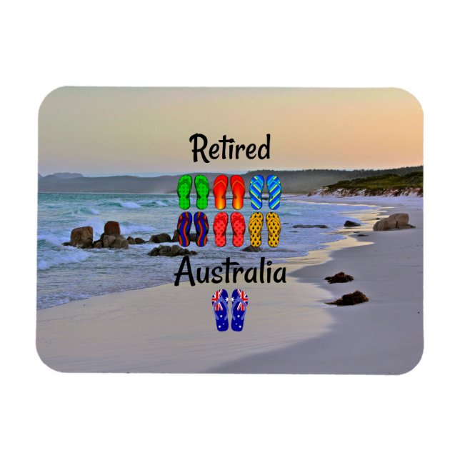 Retired--Australia, colorful flip-flops, Magnet (Horizontal)