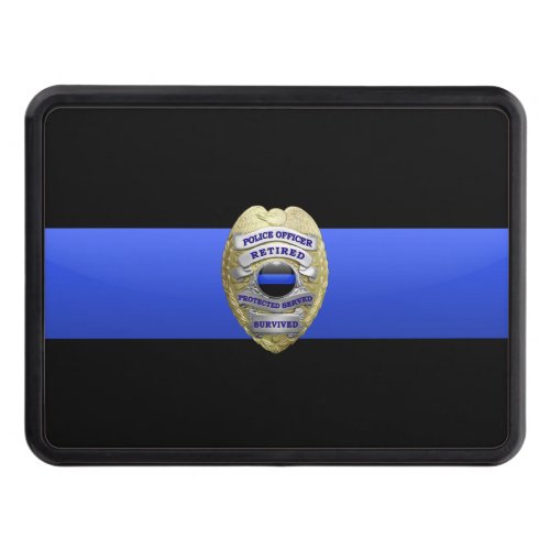 Retired Badge Thin Blue Line Hitch Cover
