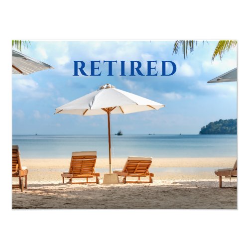Retired Beach Lounge Chairs with Umbrella Photo Print