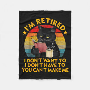 Retired Black Cat Coffee Funny Retirement 2026 Wom Fleece Blanket