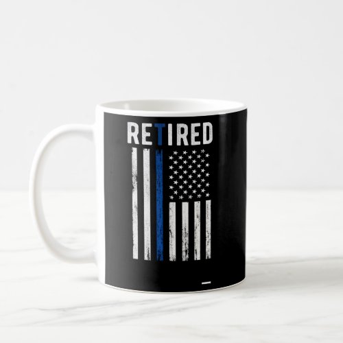 Retired Blue Line Police Officer Retiret Coffee Mug