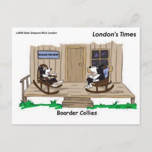 Retired Border Collies Funny Offbeat Cartoon Gifts Postcard