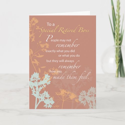 Retired Boss Bosss Day Brown Wildflowers Silhou Card