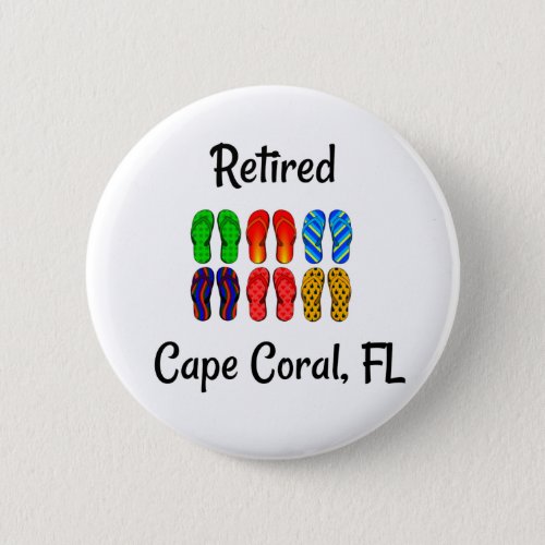 Retired Cape Coral FL flip_flops design Button