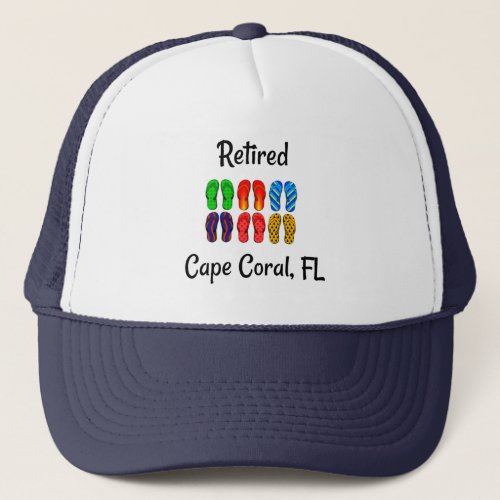 Retired Cape Coral FL flip_flops design Trucker Hat