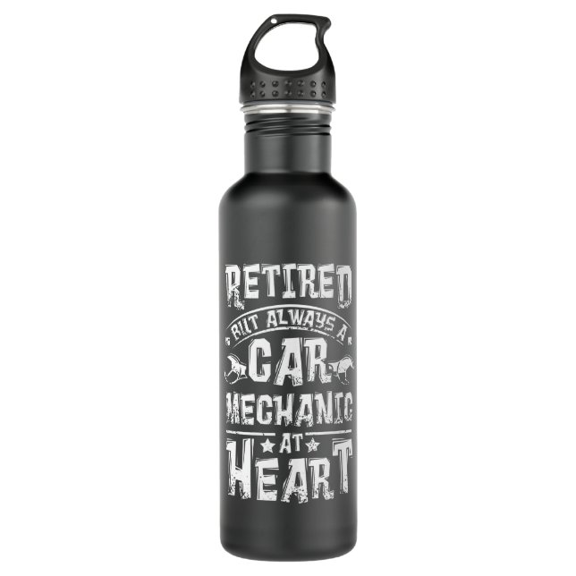 Retired Car Mechanic Stainless Steel Water Bottle (Front)