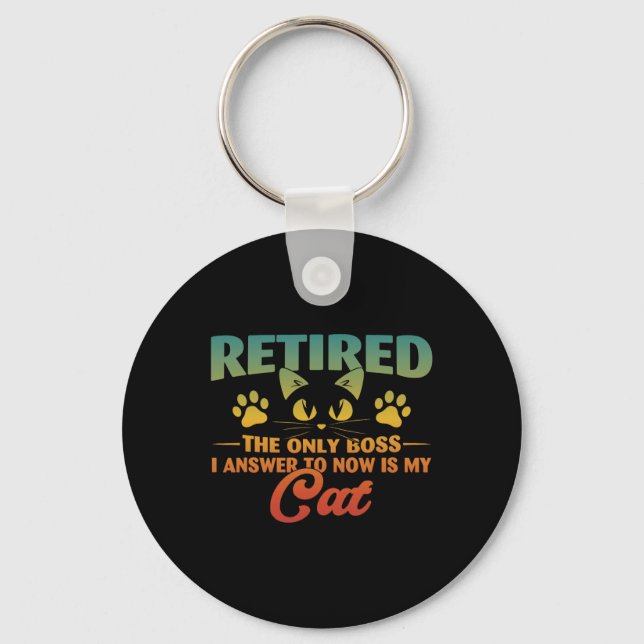 Retired Cat Funny Retirement 2024 Decoration Men W Keychain (Front)