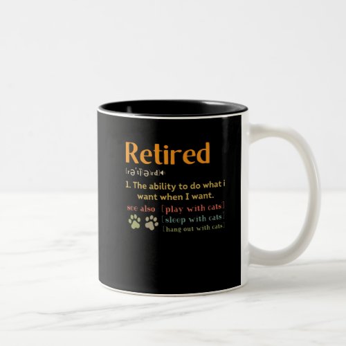 Retired cat lovers gifts funny retirement 2022 Two_Tone coffee mug