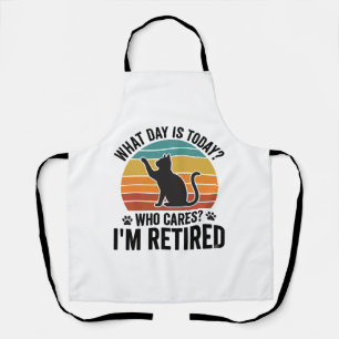 Retired Cat Vintage Sunset Funny Quote T-Shirt Des Apron