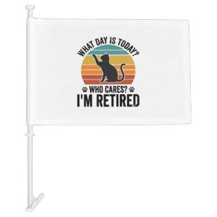 Retired Cat Vintage Sunset Funny Quote T-Shirt Des Car Flag