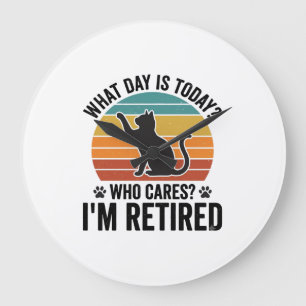 Retired Cat Vintage Sunset Funny Quote T-Shirt Des Large Clock