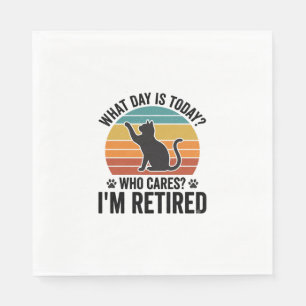 Retired Cat Vintage Sunset Funny Quote T-Shirt Des Napkins