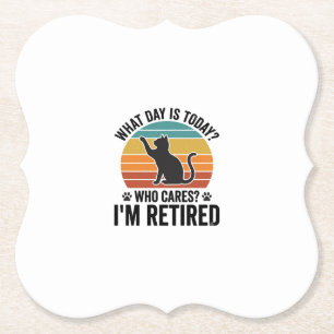 Retired Cat Vintage Sunset Funny Quote T-Shirt Des Paper Coaster