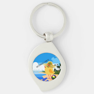 Retired Chick at the beach,  Keychain