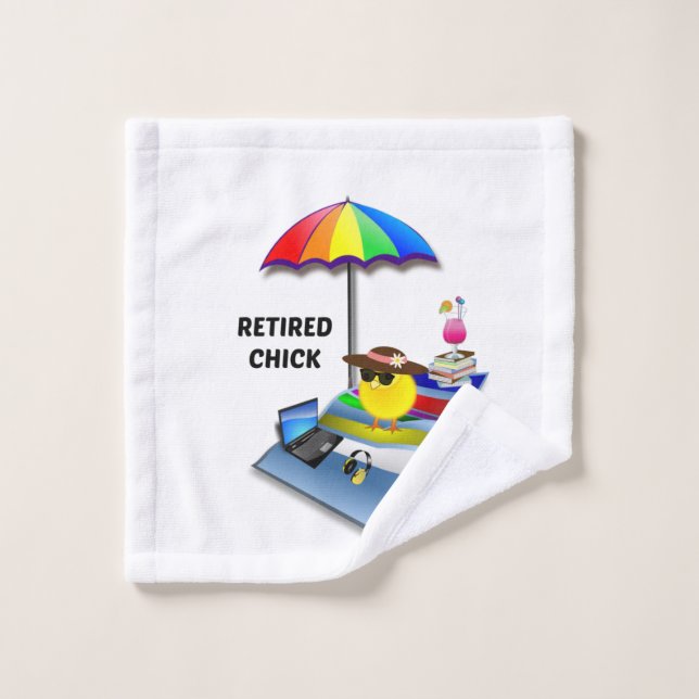 Retired Chick at the Beach Wash Cloth (Wash Cloth)