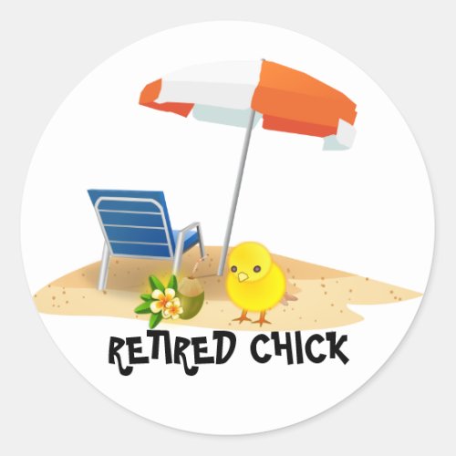 Retired Chick__Beach Scene Classic Round Sticker