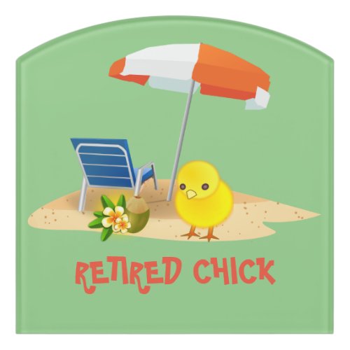 Retired Chick__Beach Scene Door Sign