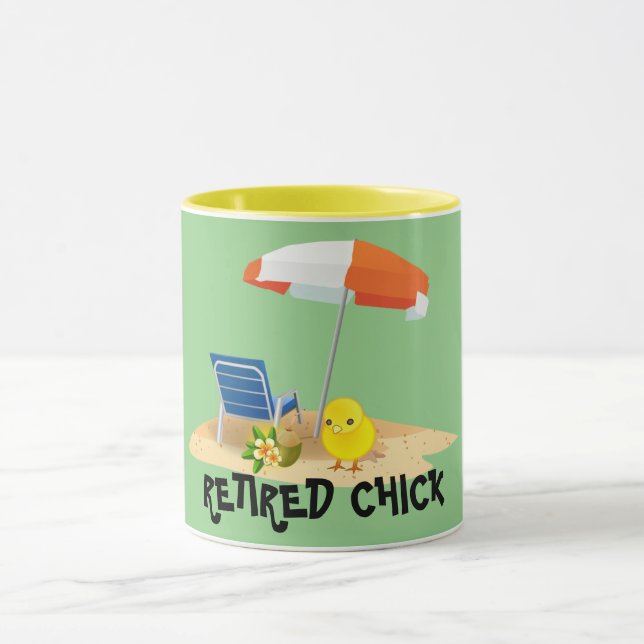 Retired Chick--Beach Scene, Mug (Center)