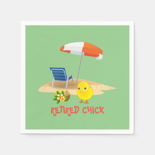 Retired Chick--Beach Scene,   Napkins (Front)
