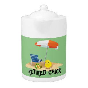 Retired Chick--Beach Scene, Teapot