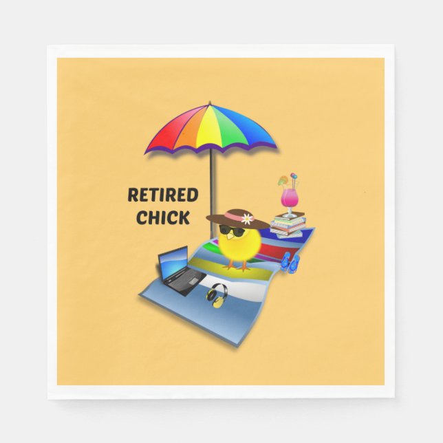 Retired Chick, colorful and cute, Napkins (Front)