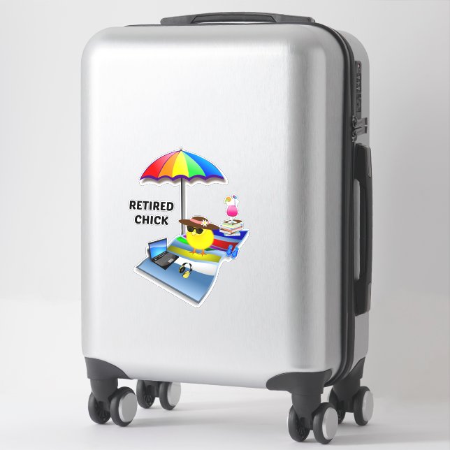 Retired Chick, colorful and cute, Sticker (Suitcase)